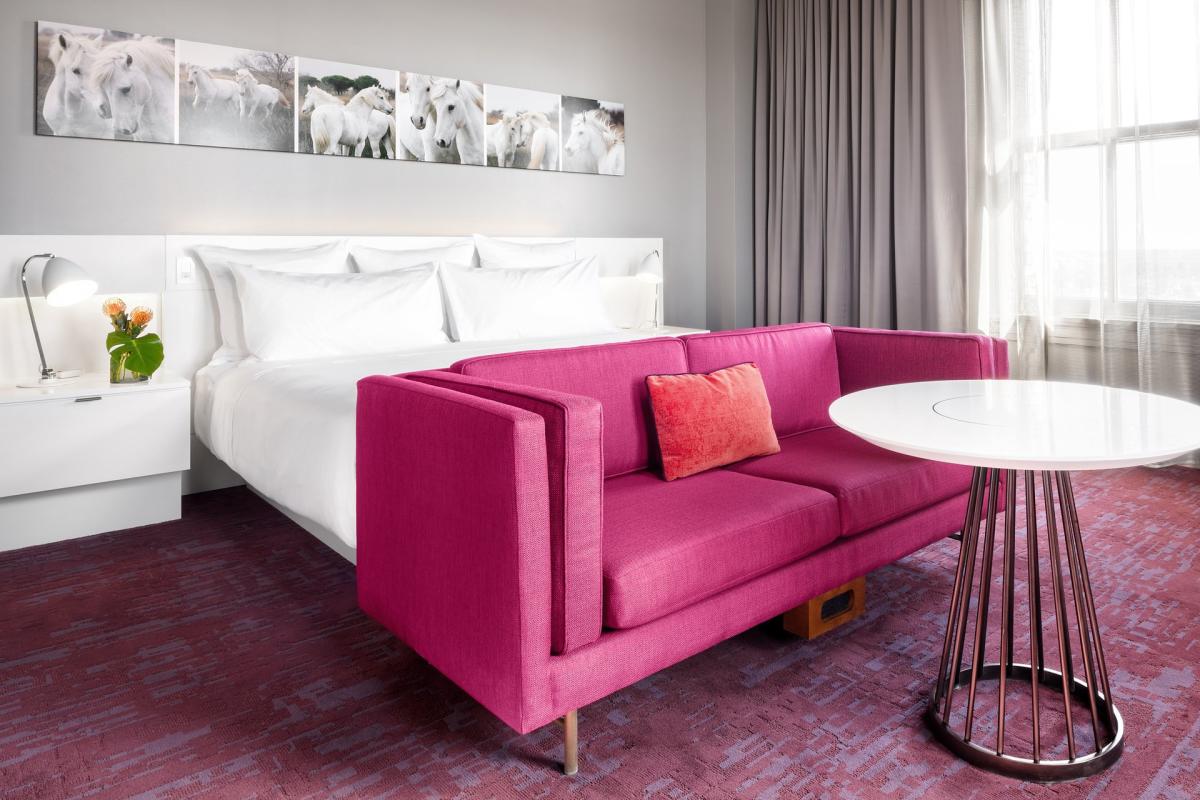 Hotel room at 21c Museum Hotel.