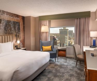 King bed with city view