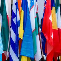 Group of international flags.